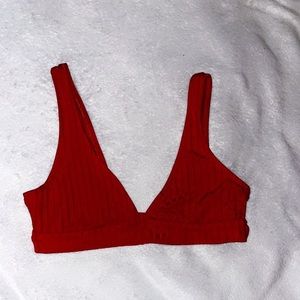 Red ribbed bikini top